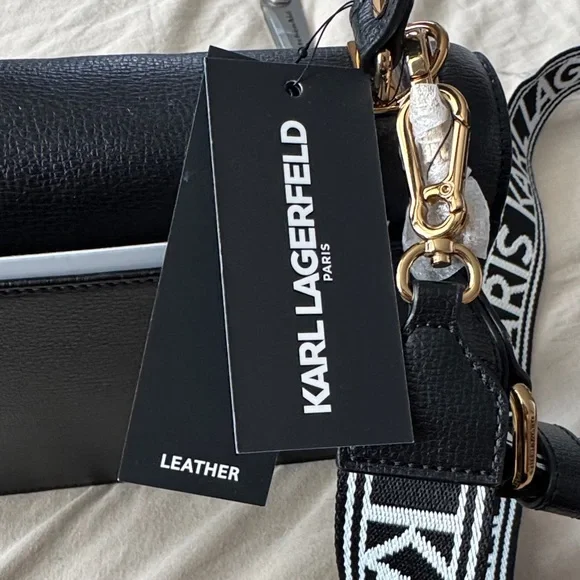 Karl Lagerfeld Black Crossbody Bag with Gold Accents - Picture 7 of 7